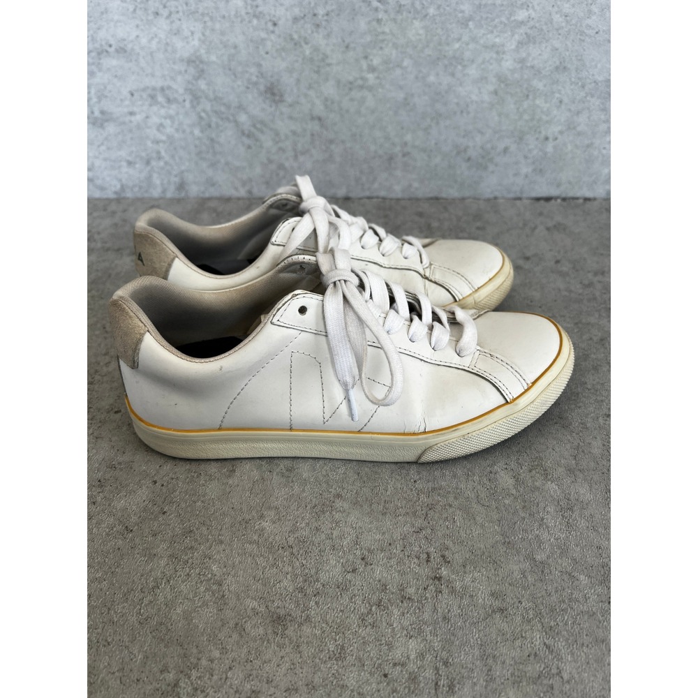 Veja Esplar White Leather Low Top Sneakers‎ Womens Size 7 EUR 38